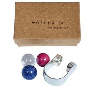 Silpada Sterling Silver Interchangeable Ball Ring 3 Gemstones Size 7 R1278 EUC